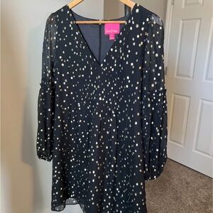 Lily P. Black and Gold Polka Dot Dress